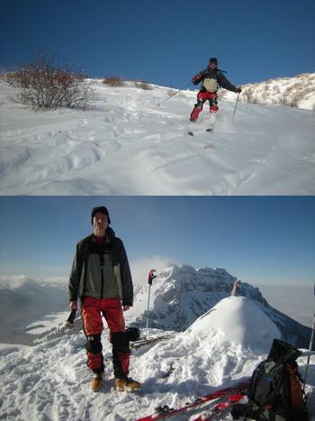 Bon ski dans la face est de Sur Cou et sommet de Roche Parnal